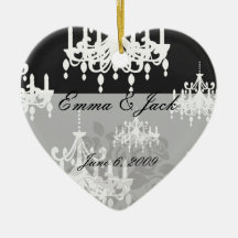 elegant chandelier black white damask christmas ornament
