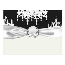 elegant chandelier black white damask postcards