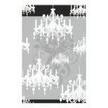 elegant chandelier black white damask custom stationery