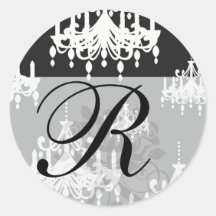 elegant chandelier black white damask stickers