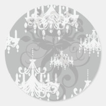 elegant chandelier black white damask stickers