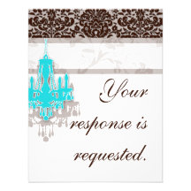 Elegant Chandelier Wedding Reply Card BB damask Invite