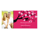 Elegant cherry blossom bird save the date photo custom photo card