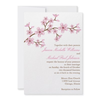 Elegant Cherry Blossom Wedding Personalized Invite by fancyeverafter