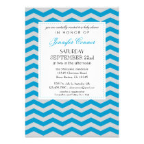 Elegant Chevron Baby Shower Blue Invitation invitations