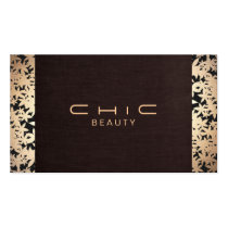 Elegant Chic Brown Linen and Gold Leaf Look 2 business cards