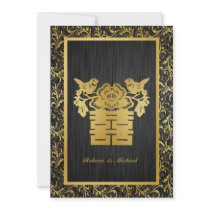 Elegant Chinese Double Happiness Wedding Personalized Invitations