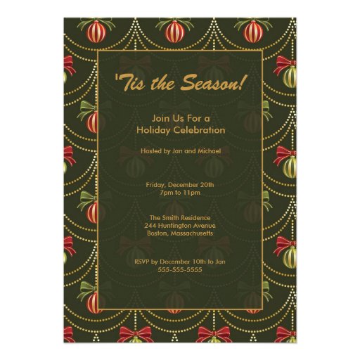 Elegant Christmas Bells Holiday Party Invitation