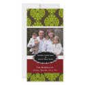 Elegant Christmas Brown Damask photo cards