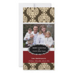 Elegant Christmas Brown Damask Photo Card