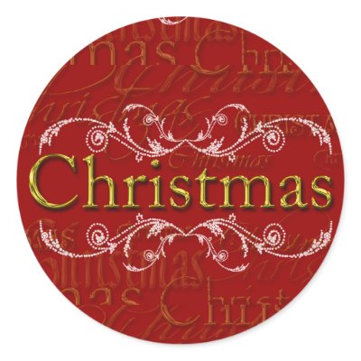 Elegant Christmas Design Custom Christmas Stickers by TDSwhite