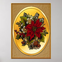 Elegant Christmas Poinsettia Poster Print