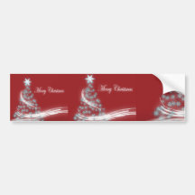Elegant Christmas Tree and Christmas  Star Bumper Stickers