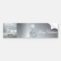 Elegant Christmas Tree and  Silver Star Bumper Sticker