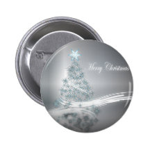 Elegant Christmas Tree and  Silver Star Button