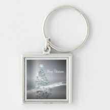 Elegant Christmas Tree and  Silver Star Keychains