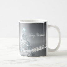 Elegant Christmas Tree and  Silver Star Mugs