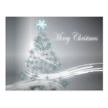 Elegant Christmas Tree and  Silver Star Postcards