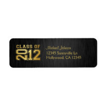 Elegant Class of 2012 (blk / gold) Return Address Label