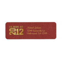 Elegant Class of 2012 (red / gold) Custom Return Address Label