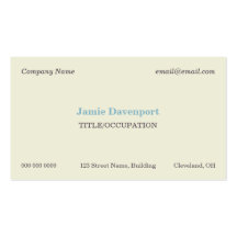 Elegant Classic Minimalistic Eggshell Blue Business Card Template