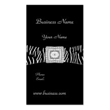 Elegant Classy Black Zebra animal Diamond Business Card Templates