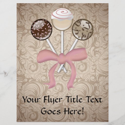 Elegant Cocoa Damask Cake Pop Custom Flyer