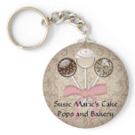 Elegant Cocoa Damask Cake Pop keychains