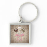 Elegant Cocoa Damask Cake Pop keychains