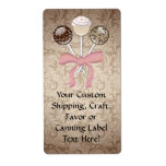 Elegant Cocoa Damask Cake Pop labels