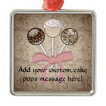 Elegant Cocoa Damask Cake Pop ornaments