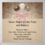 Elegant Cocoa Damask Cake Pop Posters