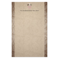 Elegant Cocoa Damask Cake Pop Stationery Paper