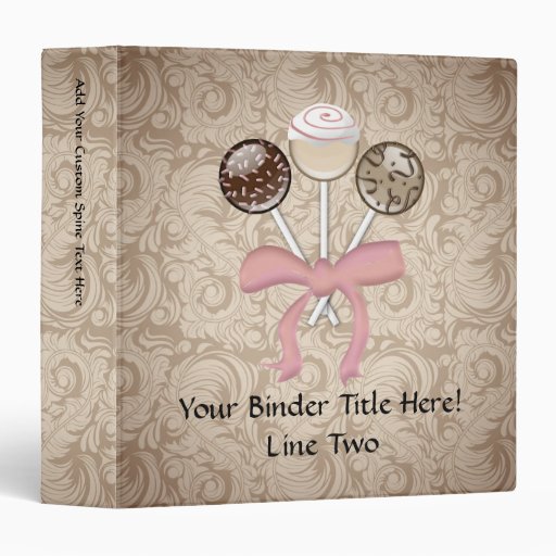 Elegant Cocoa Damask Cake Pop Vinyl Binder