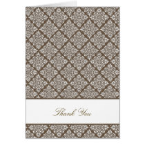 Elegant Coffee Liqueúr Damask Thank You Card cards