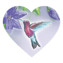 elegant colourful hummingbird and purple flowers sticker