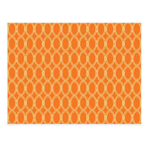 Elegant Colourful Orange and Cream Oval Pattern Postcards