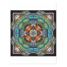 elegant colourful oriental flair graphic postcard
