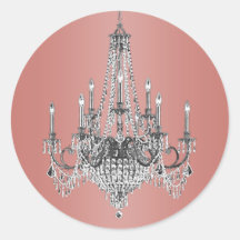 Elegant Coral Pink Chandelier Stickers