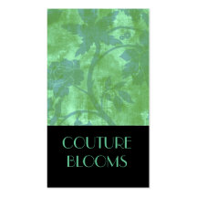 Elegant Couture Floral Green Black Business Card