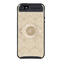 Elegant Cream Damask Cover For iPhone 5
