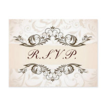 Elegant Cream Floral Damask Wedding Post Cards
