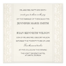 Elegant Creme Damask Wedding Invitation