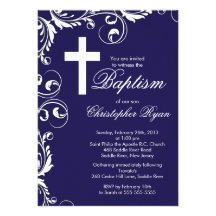 Elegant Cross Baby Boy Baptism Christening Card