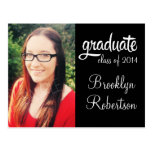 Elegant Custom Photo Black Graduation Post Card