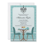Elegant Damask and Chandelier Tea Party Invitation