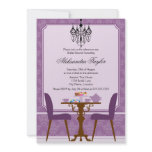 Elegant Damask and Chandelier Tea Party Invitation