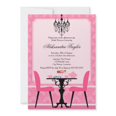 Elegant Damask and Chandelier Tea Party Invitation by SocialiteDesigns