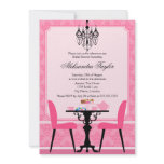 Elegant Damask and Chandelier Tea Party Invitation
