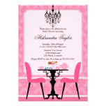 Elegant Damask and Chandelier Tea Party Invitation